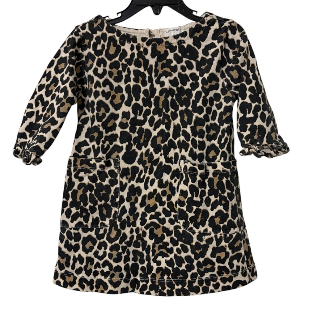 Crewcuts J Crew Girls 3 Dress Leopard Print Tan Black Ruffle Safari Layer